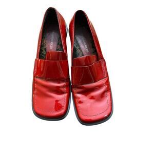 Enzo Angiolini Women's Red Patent Leather Slip On Loafers Size 6.5